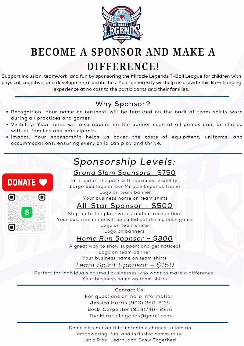 Become a Miracle Legends Sponsor